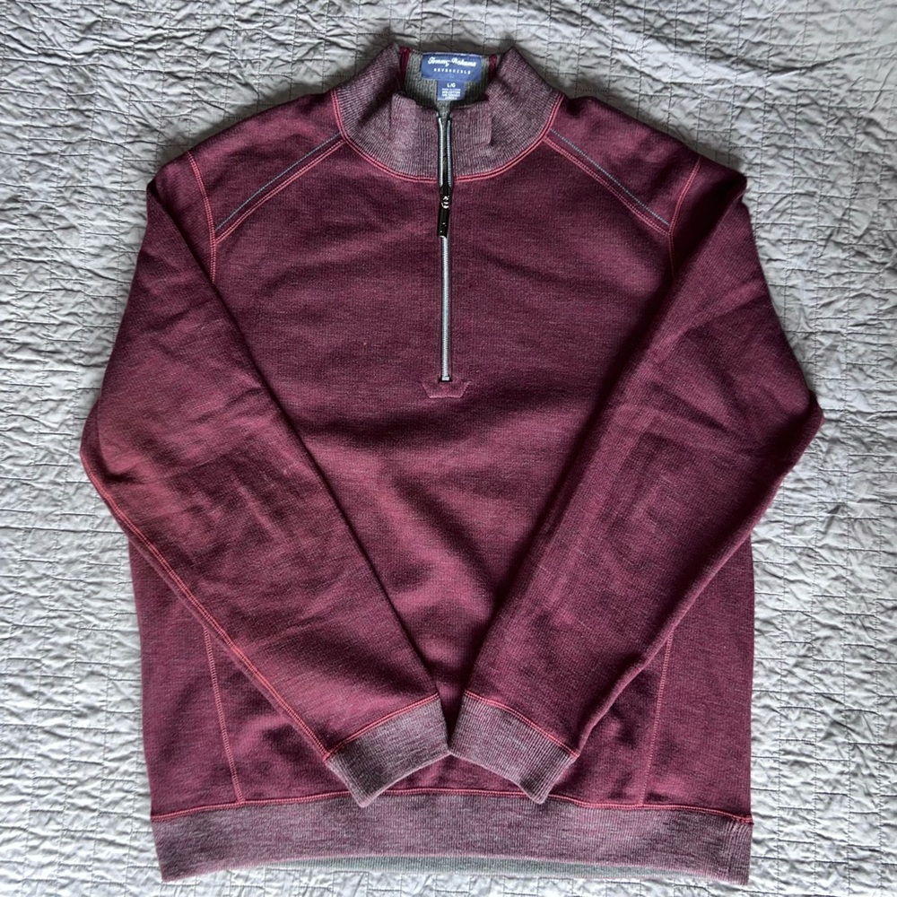 Tommy Bahama Maroon Quarter Zip-Up Sweater